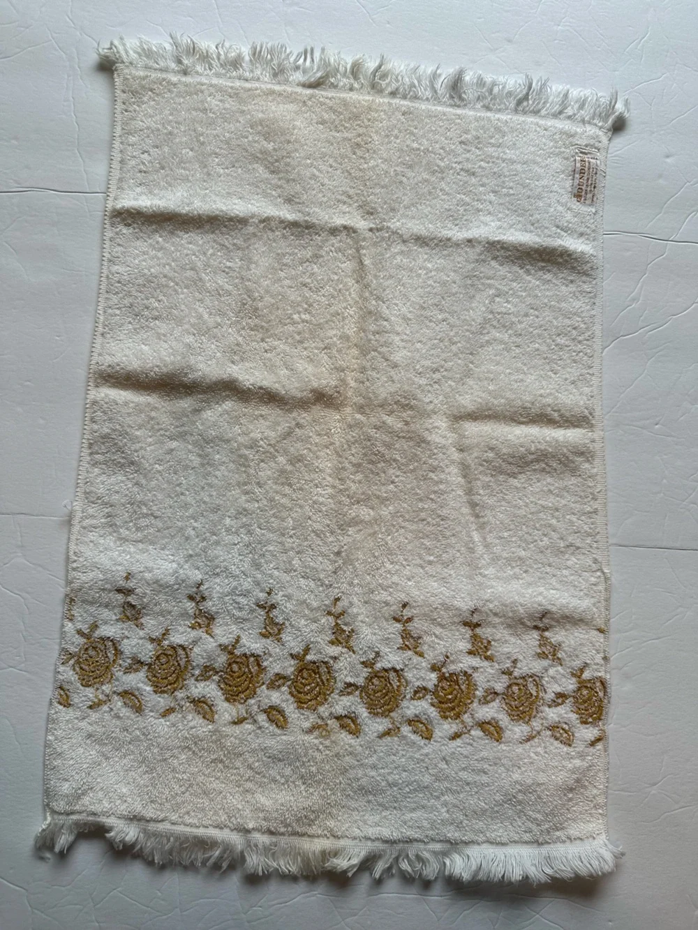 Vintage Dundee Gold Rose Towel Set Of 3 Hand Towel Wash Cloth Bath Towel Fringe